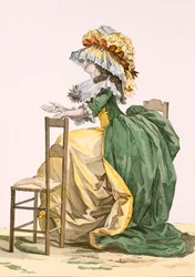 Ladies Elaborate Gown, Engraved by Bacquoy, Plate from 